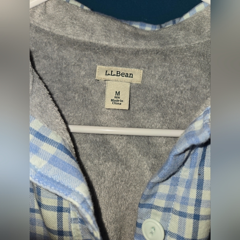Women's LL Bean Blue Button Down Plaid Jacket, Size Medium - Picture 7 of 10